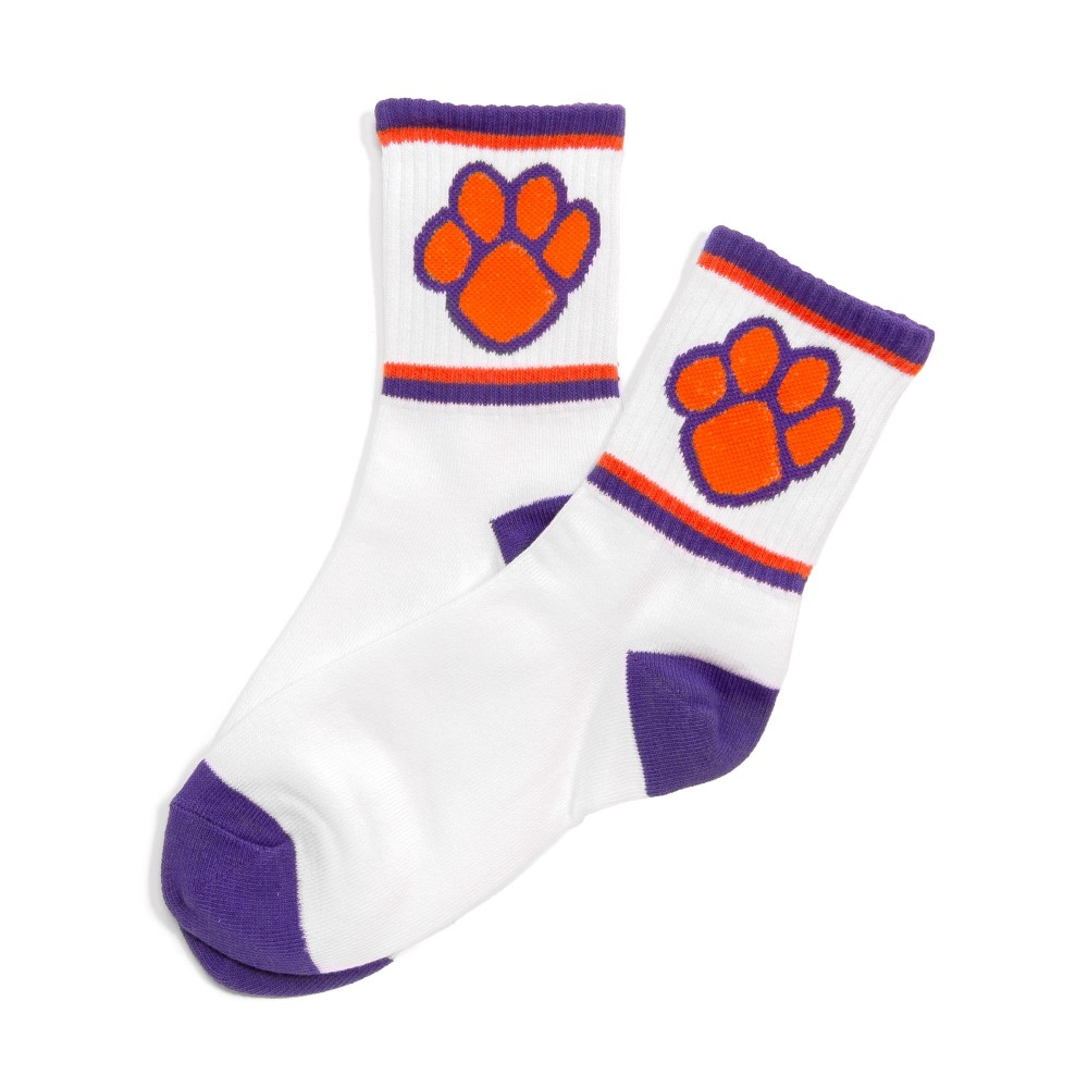 Paw Print Ribbed Tube Socks (10 Pack) - One Size Fits Most (Sizes Adult 6-8) - 75% Combed Cotton / 15% Spandex / 10% Polyester view 2