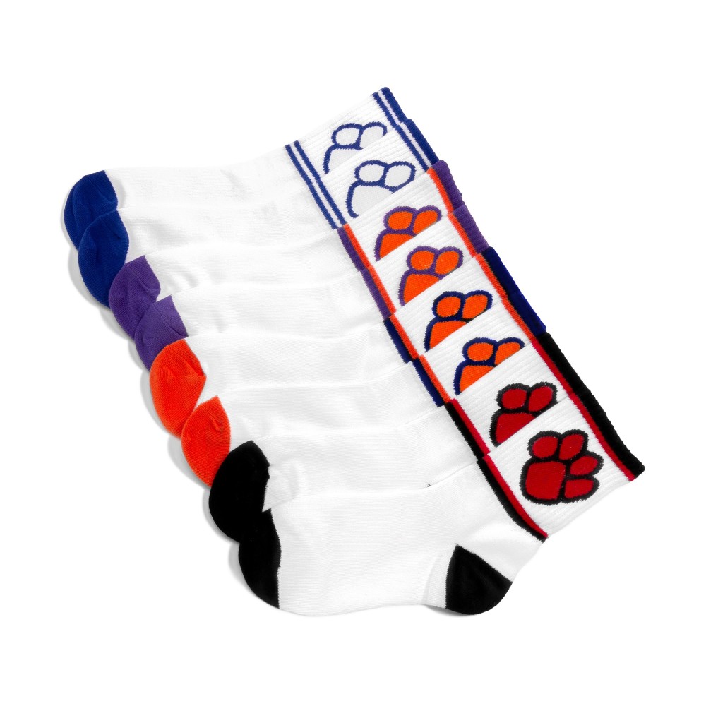 Paw Print Ribbed Tube Socks (10 Pack) - One Size Fits Most (Sizes Adult 6-8) - 75% Combed Cotton / 15% Spandex / 10% Polyester view 4
