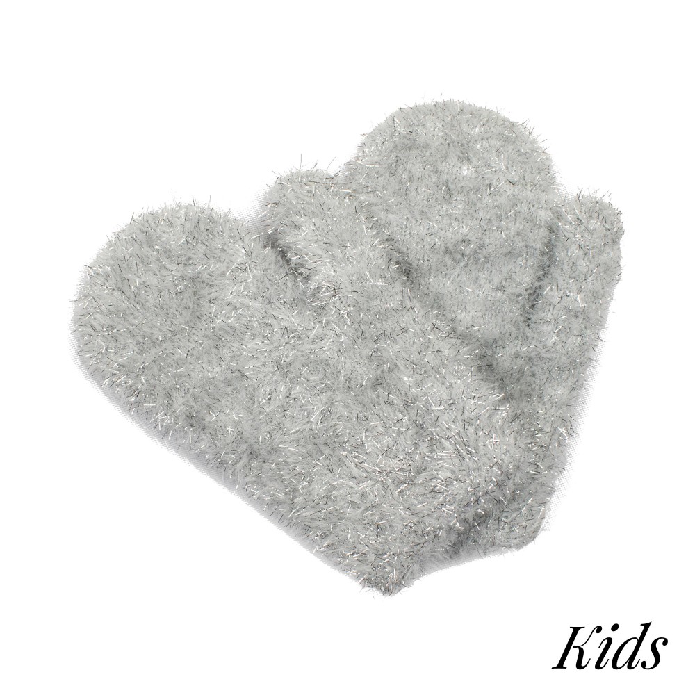 Kids Tinsel Knit Mittens. - Size S Fits Most Kids (3-5 Years) - 45% Polyester / 45% Nylon / 7% Metal / 2% Rubber / 1% Spandex view 2
