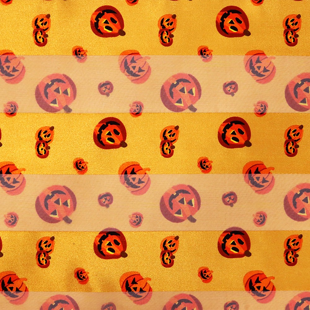Halloween Jack O Lantern Printed Satin Scarf - 100% Polyester - Approximately 58" L x 13.5" W view 2