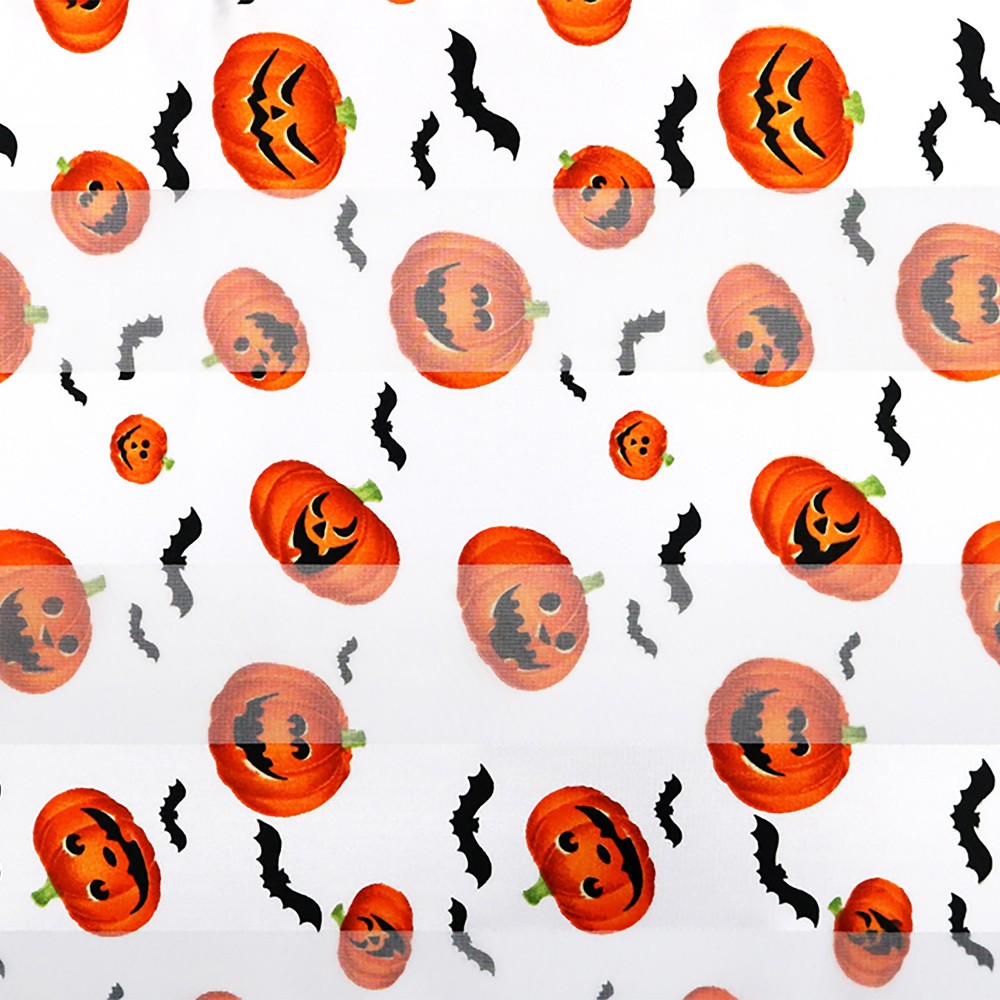 Halloween Jack O Lantern and Bat Printed Satin Scarf - 100% Polyester - Approximately 58" L x 13.5" W view 2