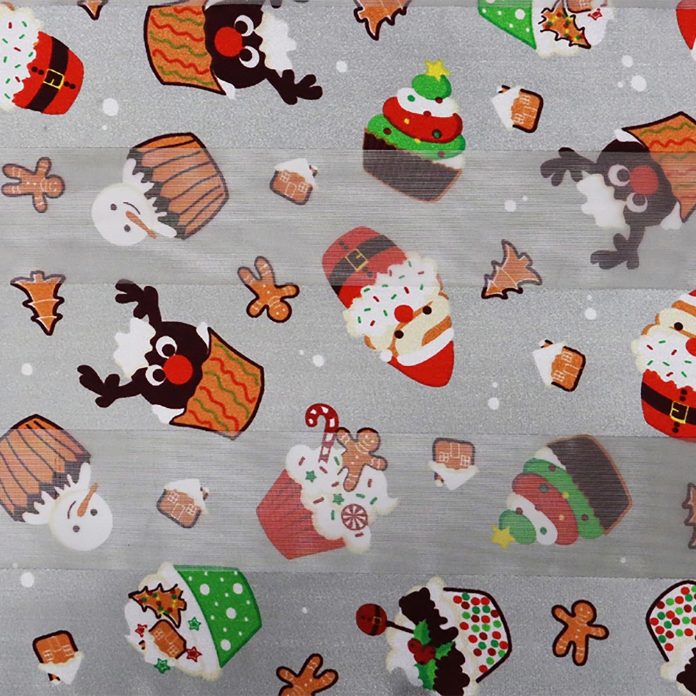 Christmas Santa Cupcake Printed Satin Scarf - 100% Polyester - Approximately 58" L x 13.5" W view 2