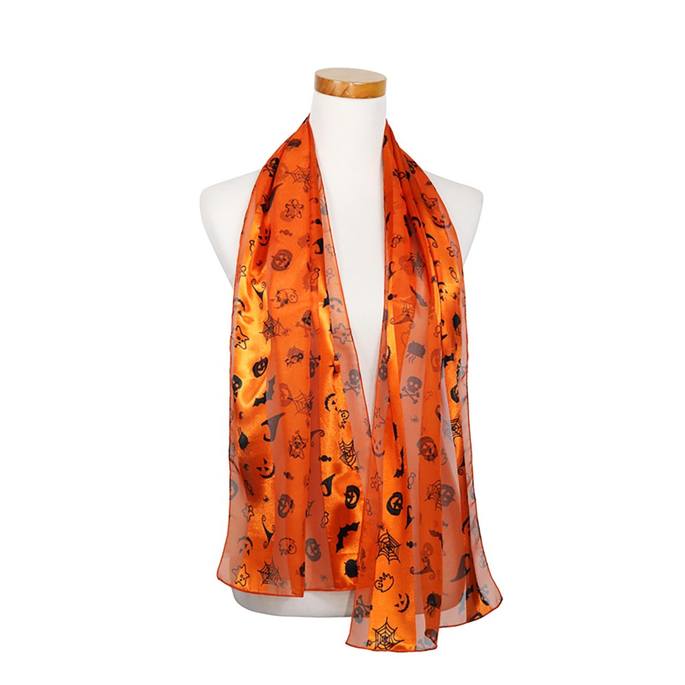 Halloween Printed Satin Scarf - 100% Polyester - Approximately 58" L x 13.5" W view 4