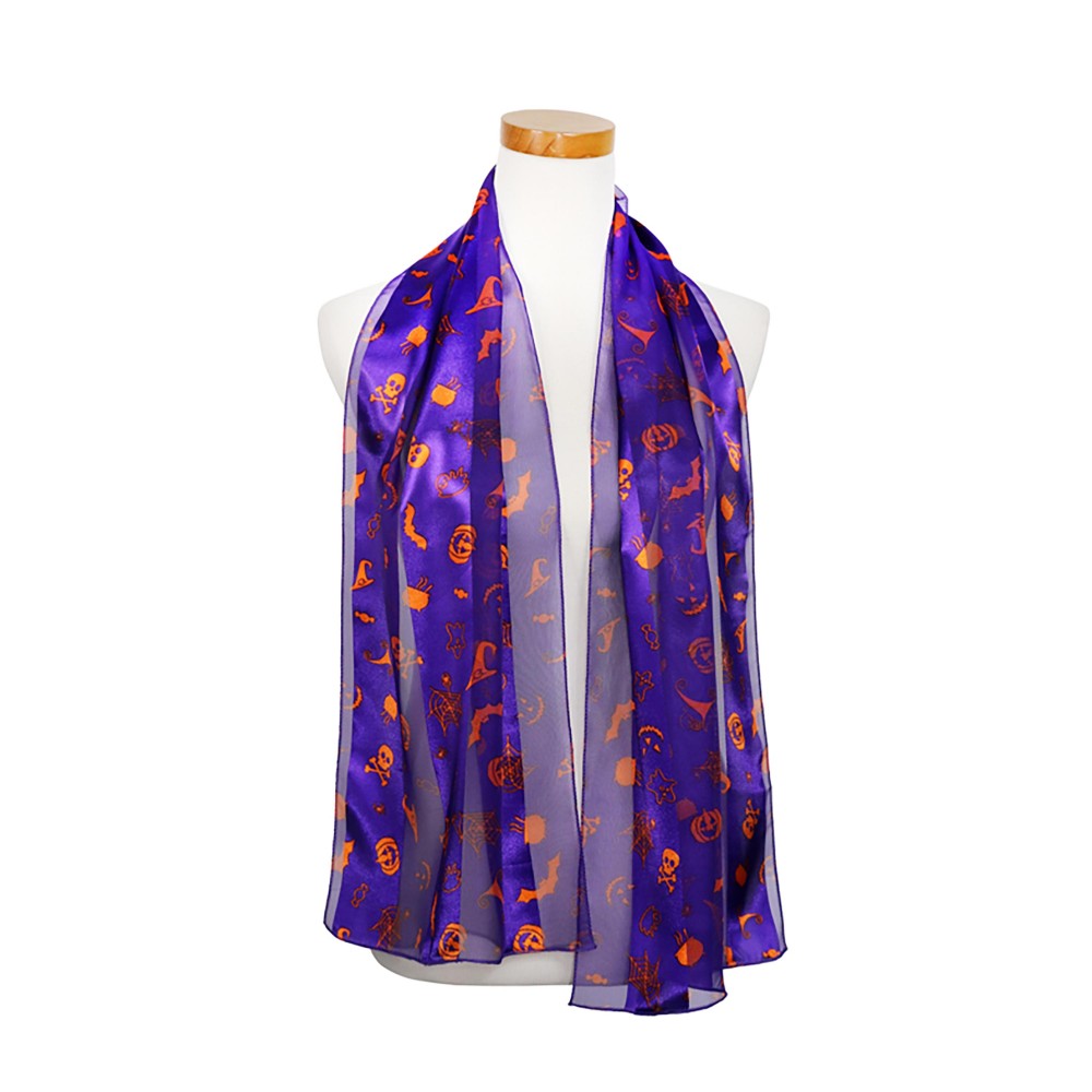 Halloween Printed Satin Scarf - 100% Polyester - Approximately 58" L x 13.5" W view 4