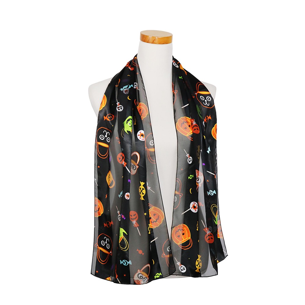 Halloween Candy Printed Satin Scarf - 100% Polyester - Approximately 58" L x 13.5" W view 4