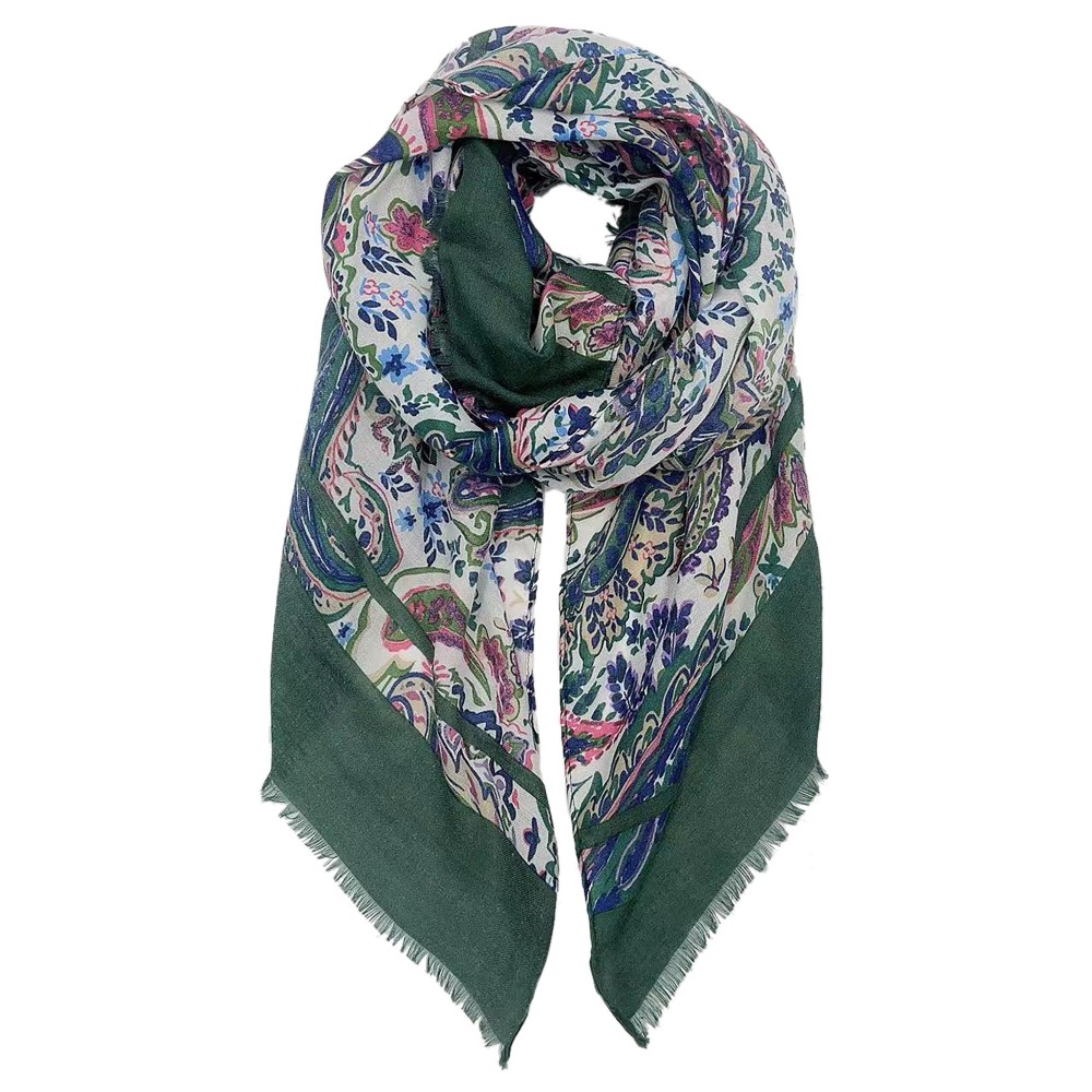 Paisley Printed Scarf With Fringe Hem - Approximately 76" L x 35" W - 100% Polyester view 4