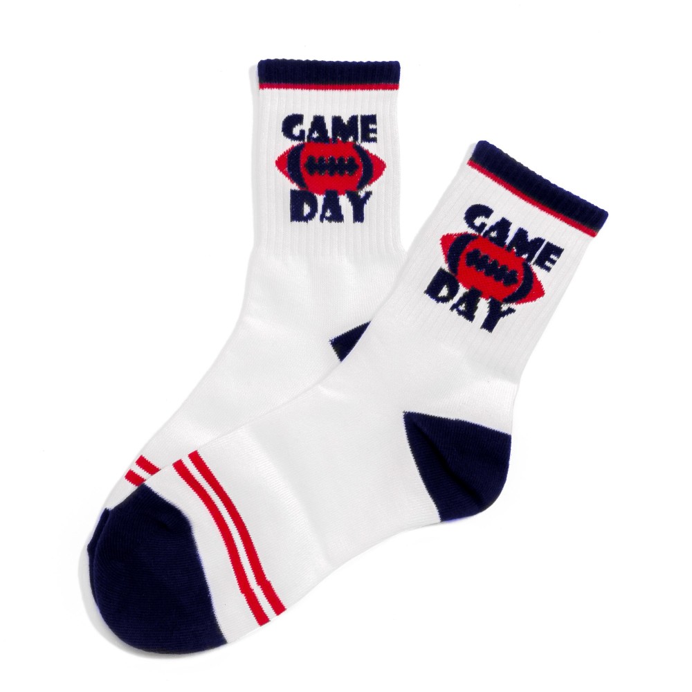 Game Day Football Ribbed Tube Socks (10 Pack) - One Size Fits Most (Sizes Adult 6-8) - 75% Combed Cotton / 15% Spandex / 10% Polyester view 2
