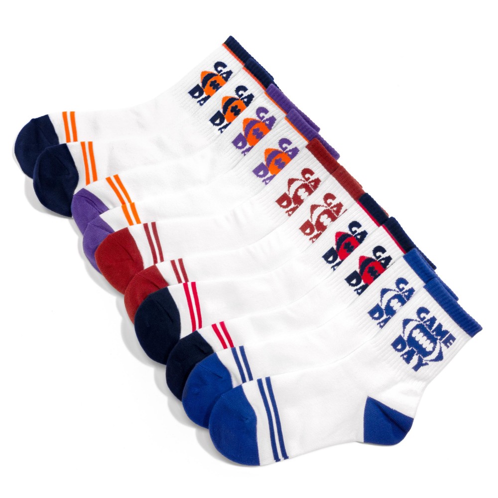 Game Day Football Ribbed Tube Socks (10 Pack) - One Size Fits Most (Sizes Adult 6-8) - 75% Combed Cotton / 15% Spandex / 10% Polyester view 4