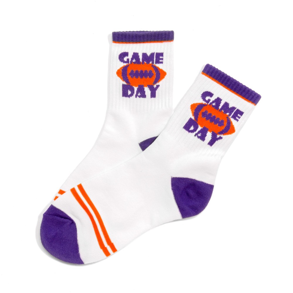 Game Day Football Ribbed Tube Socks (10 Pack) - One Size Fits Most (Sizes Adult 6-8) - 75% Combed Cotton / 15% Spandex / 10% Polyester view 2