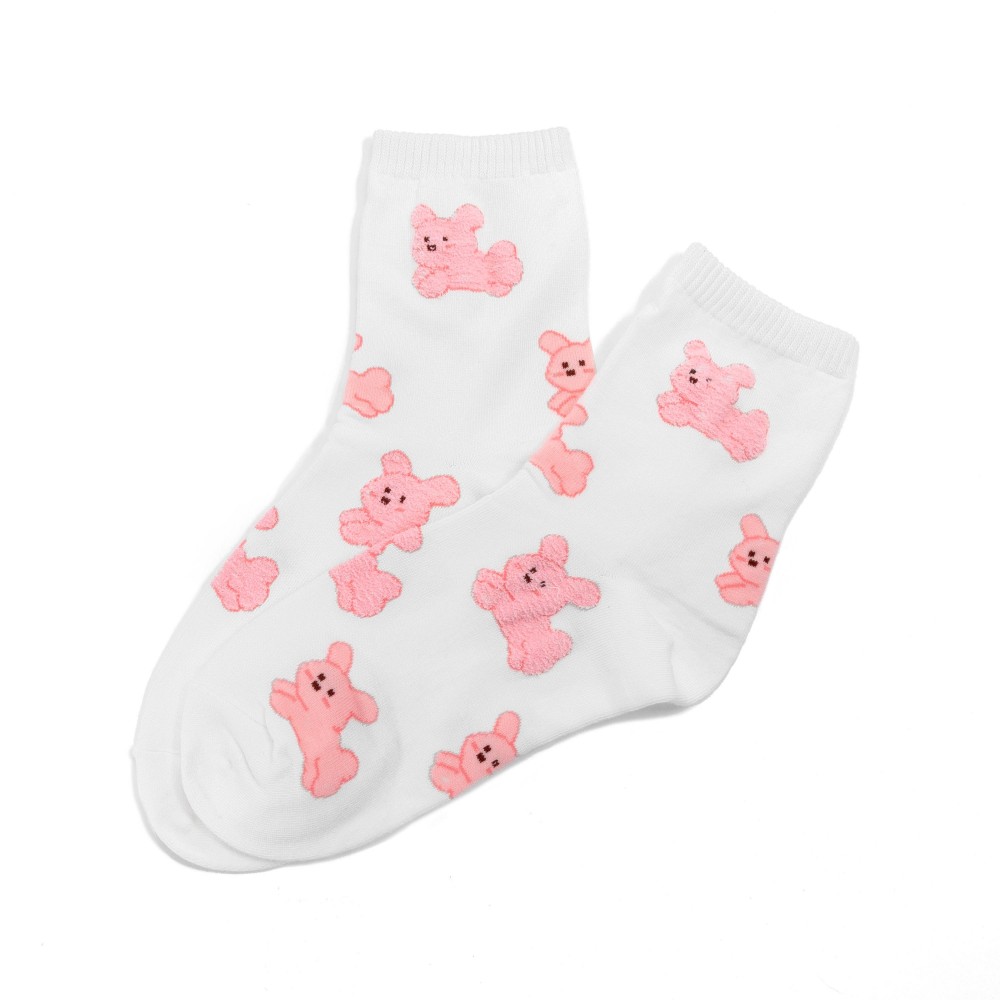 Printed Animal Tube Sock With Texture Detail (10 Pack) - One Size Fits Most (Sizes Adult 6-8) - 75% Combed Cotton / 15% Spandex / 10% Polyester - Made in Korea view 2