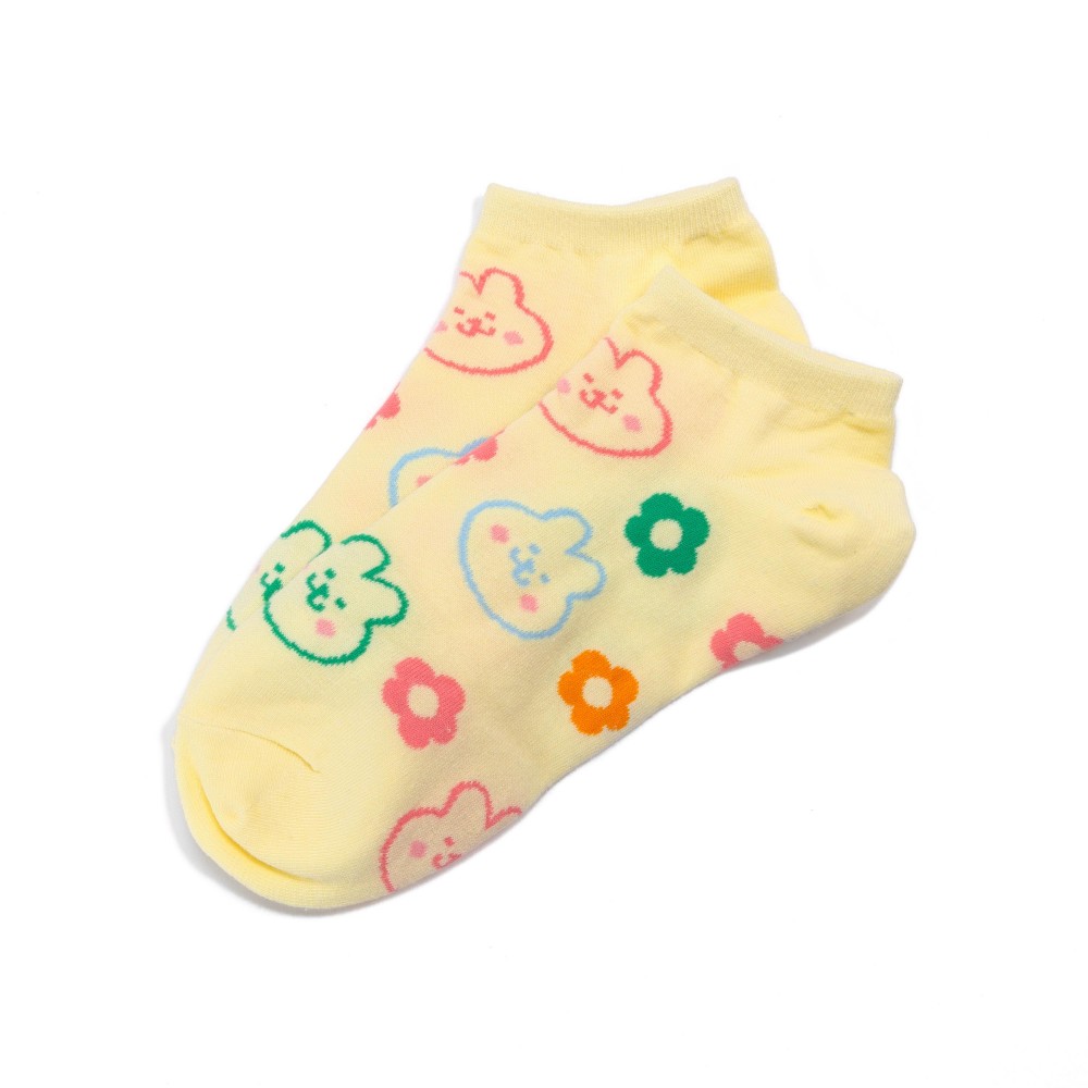 Cat & Flower Printed Ankle Socks (10 Pack) - One Size Fits Most (Sizes Adult 6-8) - 75% Combed Cotton / 15% Spandex / 10% Polyester view 2