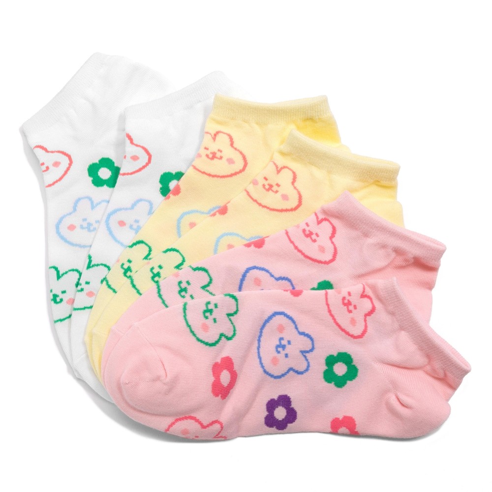Cat & Flower Printed Ankle Socks (10 Pack) - One Size Fits Most (Sizes Adult 6-8) - 75% Combed Cotton / 15% Spandex / 10% Polyester view 4