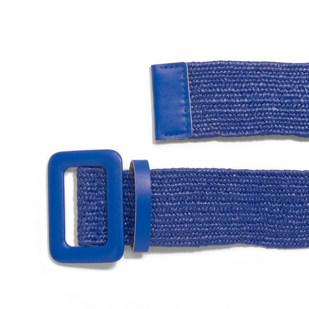 Elastic Straw Belt With Faux Leather Buckle - One Size Fits Most - Approximately 40" L view 4