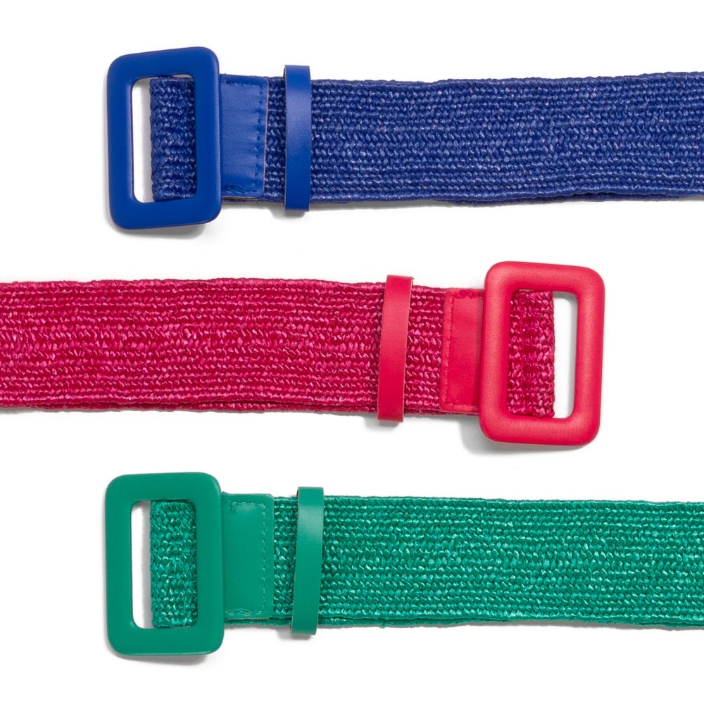 Elastic Straw Belt With Faux Leather Buckle - One Size Fits Most - Approximately 40" L view 6