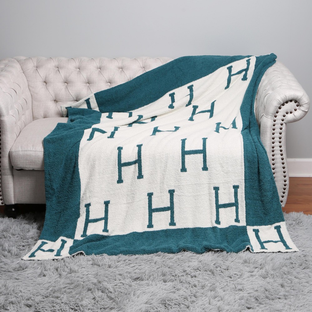 Super Soft Jacquard Comfy Luxe Reversible H Print Blanket - Extra Plush and Cozy - Approximately 50” W X 60” L - 100% Polyester view 4
