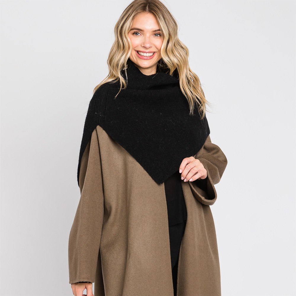 Mock Neck Shawl With Arm Slit - One Size Fits Most (0-14) - 50% Acrylic / 28% Polyester / 22% Spandex view 2