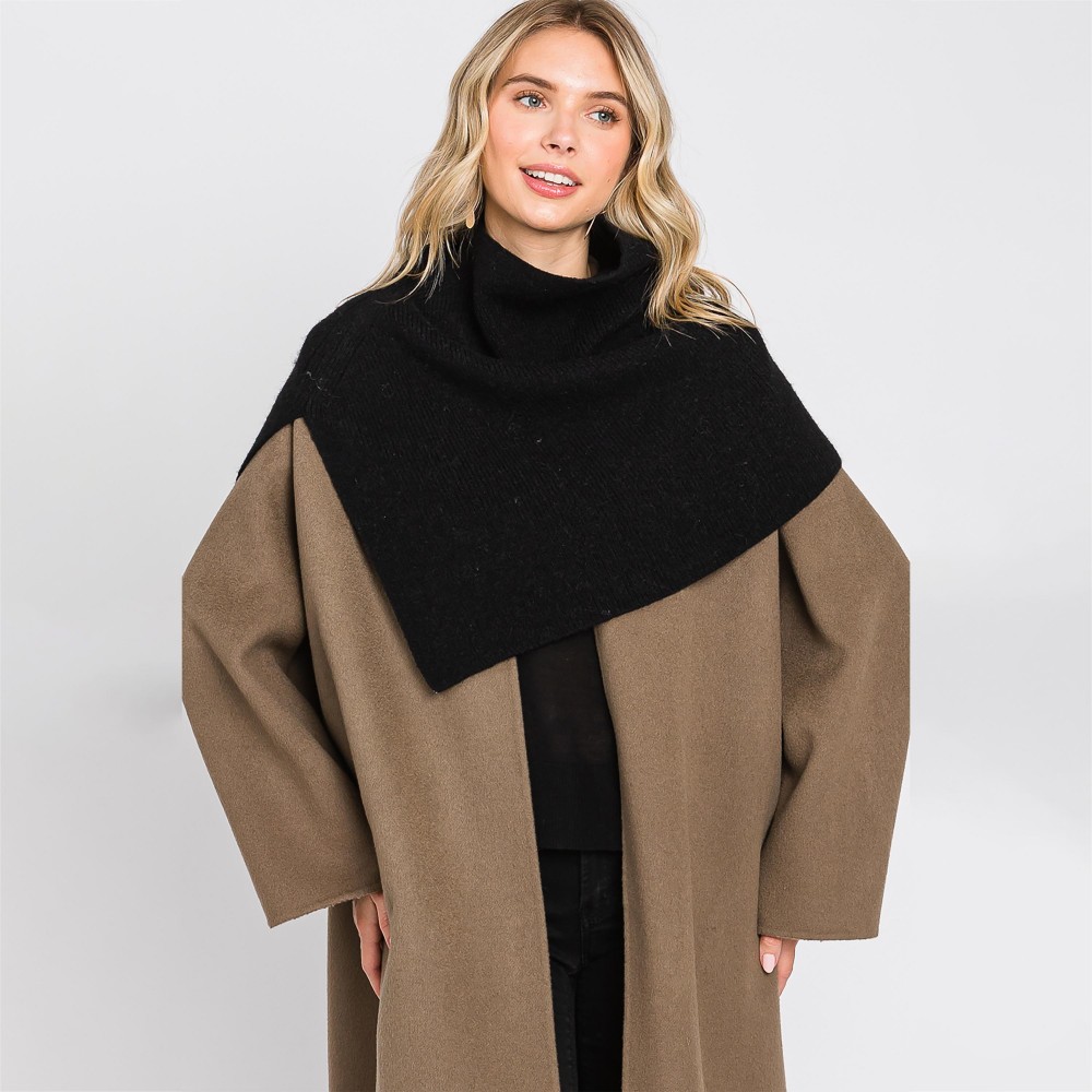 Mock Neck Shawl With Arm Slit - One Size Fits Most (0-14) - 50% Acrylic / 28% Polyester / 22% Spandex view 4