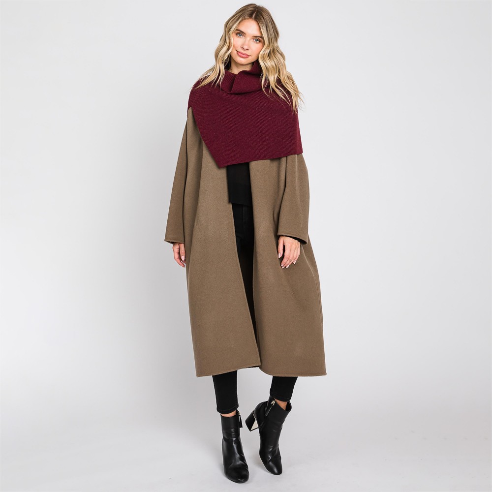 Mock Neck Shawl With Arm Slit - One Size Fits Most (0-14) - 50% Acrylic / 28% Polyester / 22% Spandex view 6