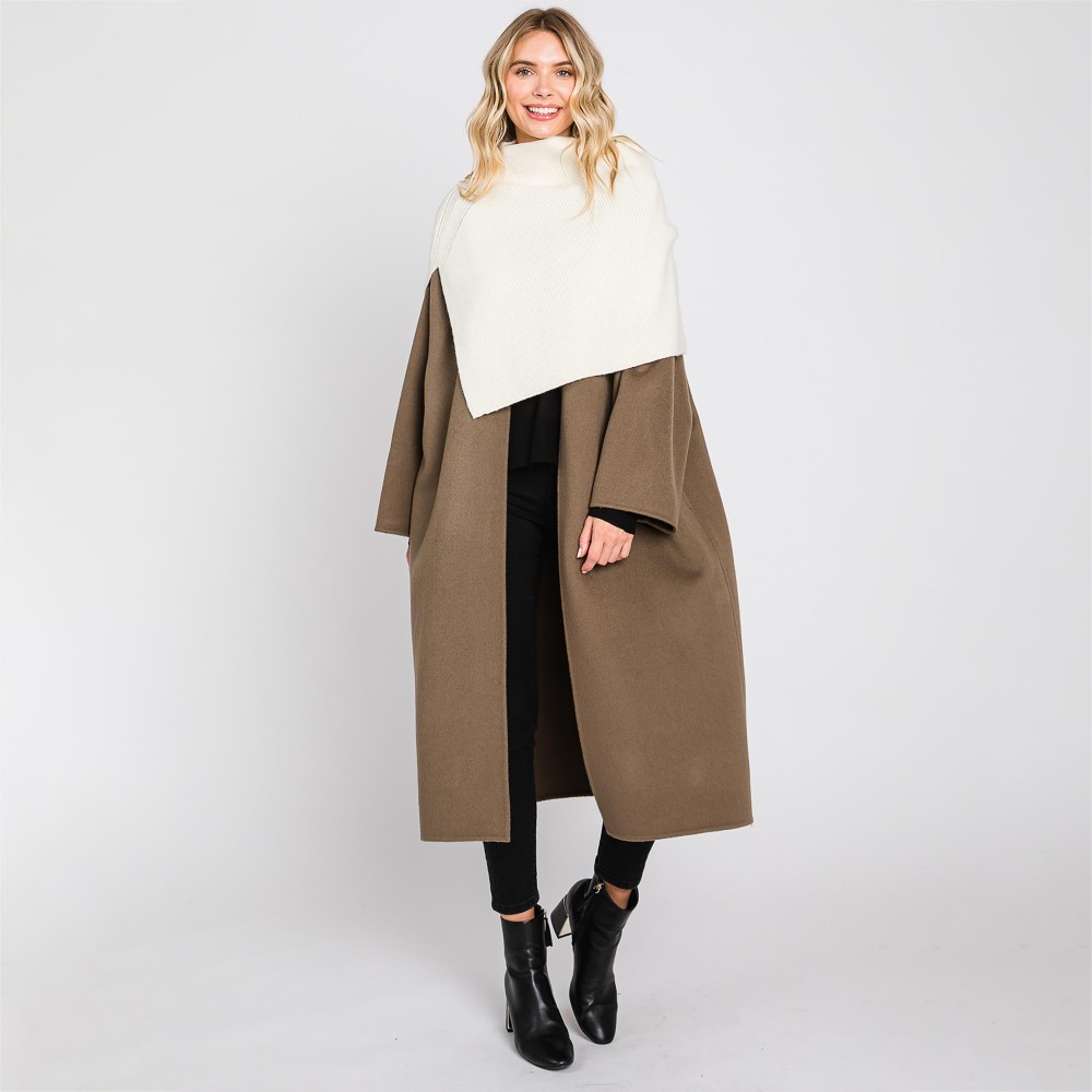 Mock Neck Shawl With Arm Slit - One Size Fits Most (0-14) - 50% Acrylic / 28% Polyester / 22% Spandex view 6