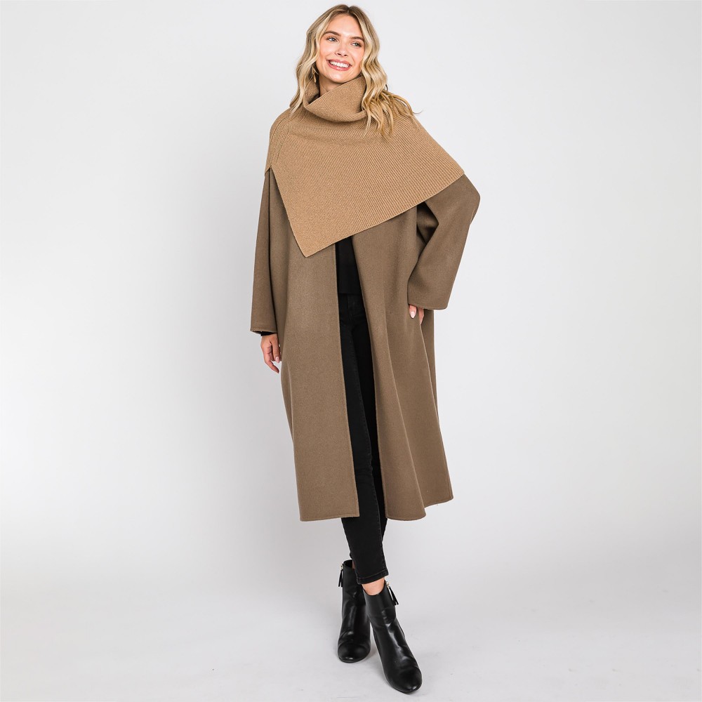 Mock Neck Shawl With Arm Slit - One Size Fits Most (0-14) - 50% Acrylic / 28% Polyester / 22% Spandex view 6