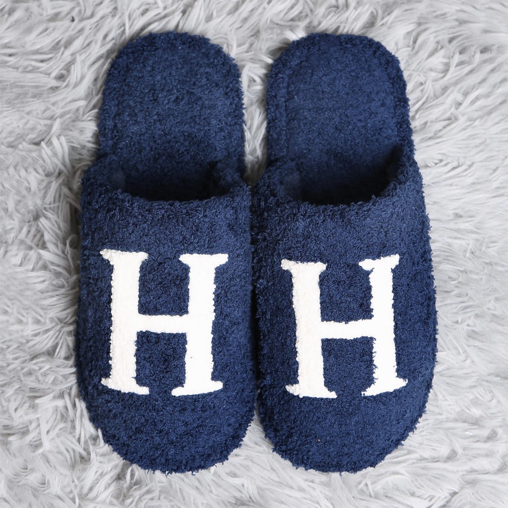 ComfyLuxe H Print Smile Slide On Slippers - US Women's Size: S/M (6-8) M/L (8-10) - 100% Polyester - Rubber Sole view 4