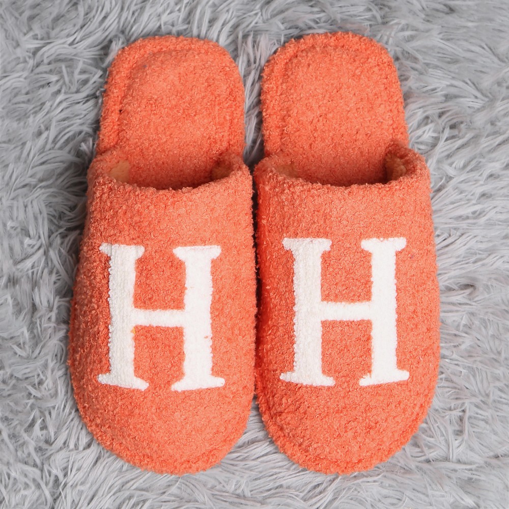 ComfyLuxe H Print Smile Slide On Slippers - US Women's Size: S/M (6-8) M/L (8-10) - 100% Polyester - Rubber Sole view 4