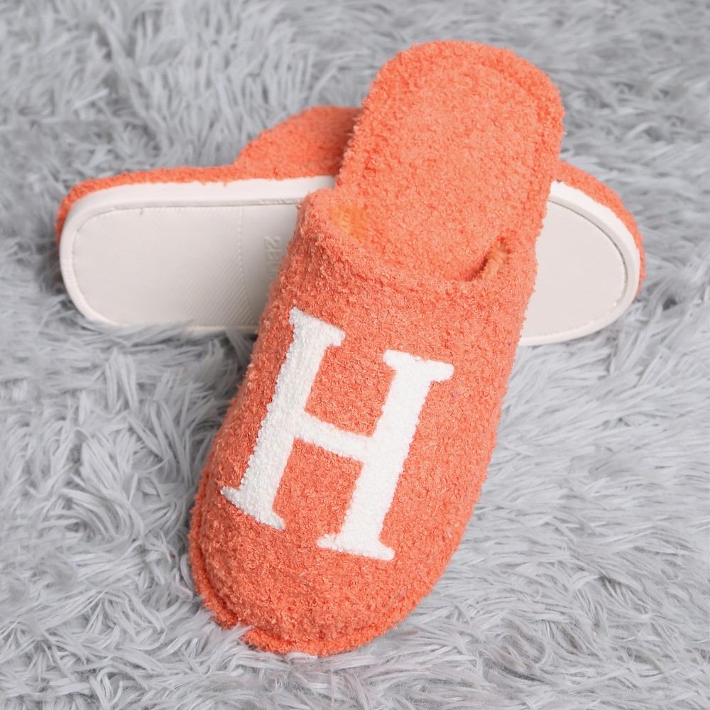 ComfyLuxe H Print Smile Slide On Slippers - US Women's Size: S/M (6-8) M/L (8-10) - 100% Polyester - Rubber Sole view 6
