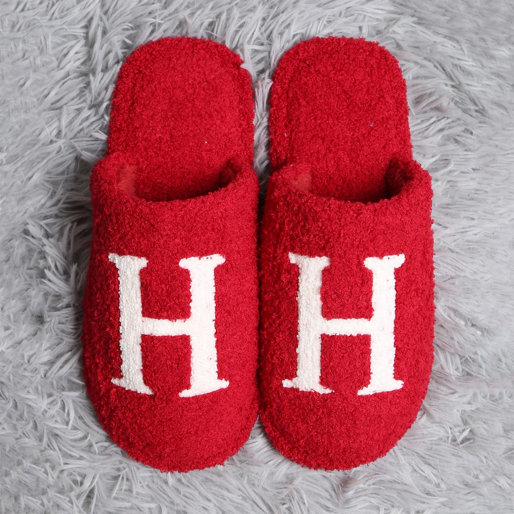 ComfyLuxe H Print Smile Slide On Slippers - US Women's Size: S/M (6-8) M/L (8-10) - 100% Polyester - Rubber Sole view 4