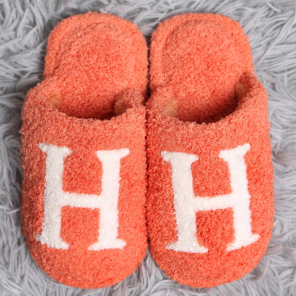 Kid's ComfyLuxe H Embroidered Slide On Slippers - US Kid's Size: S/M (12-13.5) M/L (3-4) - 100% Polyester - Rubber Sole view 6
