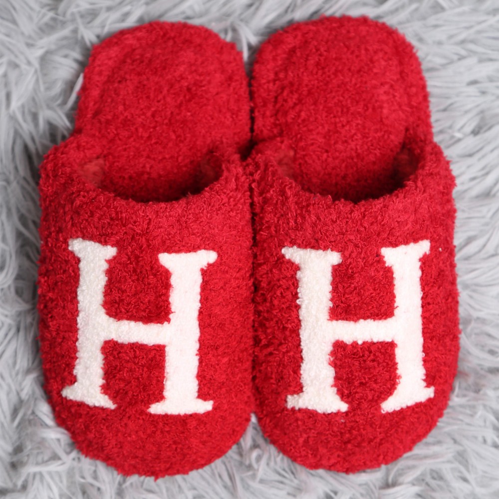 Kid's ComfyLuxe H Embroidered Slide On Slippers - US Kid's Size: S/M (12-13.5) M/L (3-4) - 100% Polyester - Rubber Sole view 6