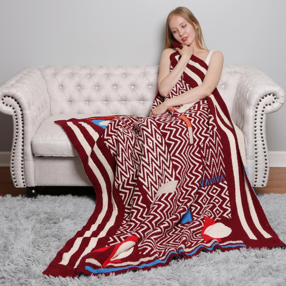 Super Soft Jacquard Comfy Luxe Reversible Geometric Print Blanket - Extra Plush and Cozy - Approximately 50” W X 60” L - 100% Polyester view 4