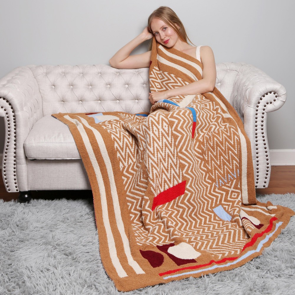 Super Soft Jacquard Comfy Luxe Reversible Geometric Print Blanket - Extra Plush and Cozy - Approximately 50” W X 60” L - 100% Polyester view 4