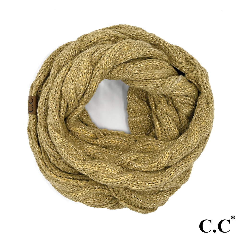C.C SF-800 MET Cable Knit Infinity Scarf With Metallic Thread - One Size Fits Most - Approximately 13"W X 30"L - 100% Acrylic view 2