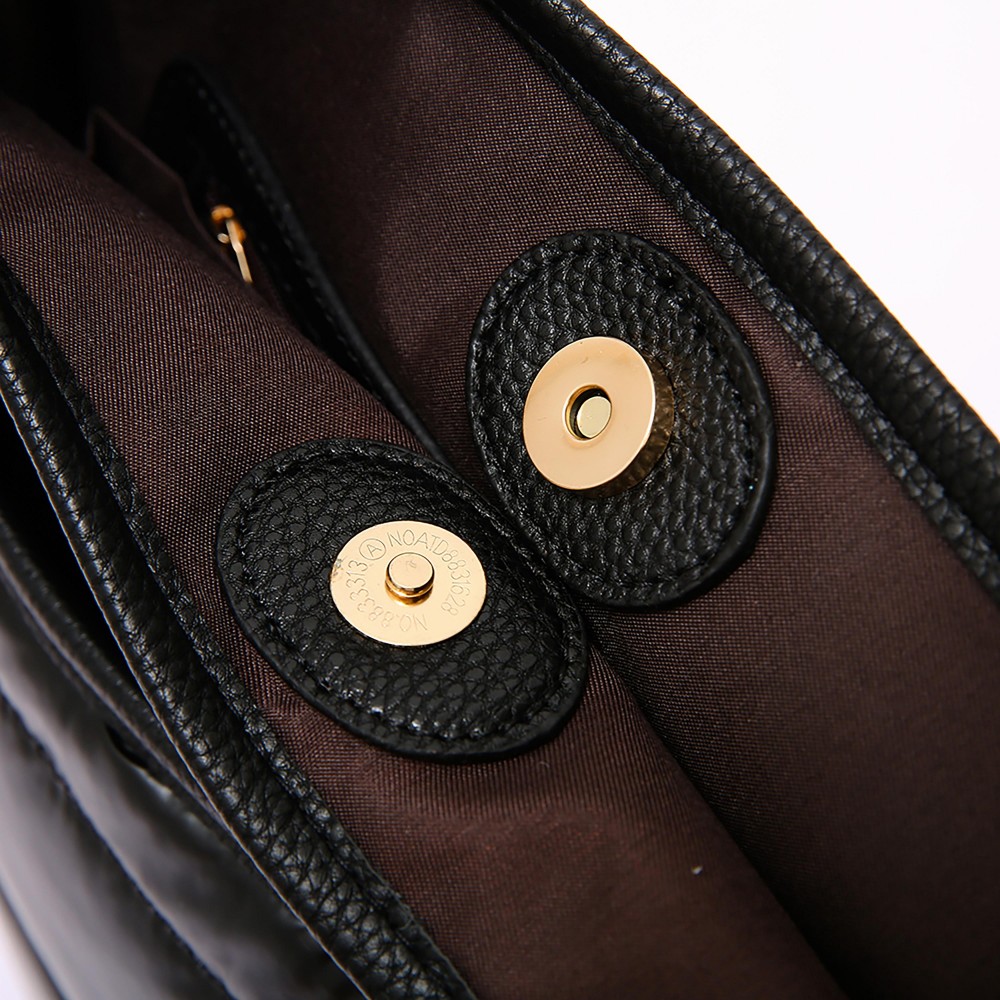 Horizontal Quilted Puffer Crossbody Bag - One Open Front Pocket - Magnetic Snap Closure - Approximately 9" W X 8" T X 2.5" D - Strap Drop 15"-24" L view 6