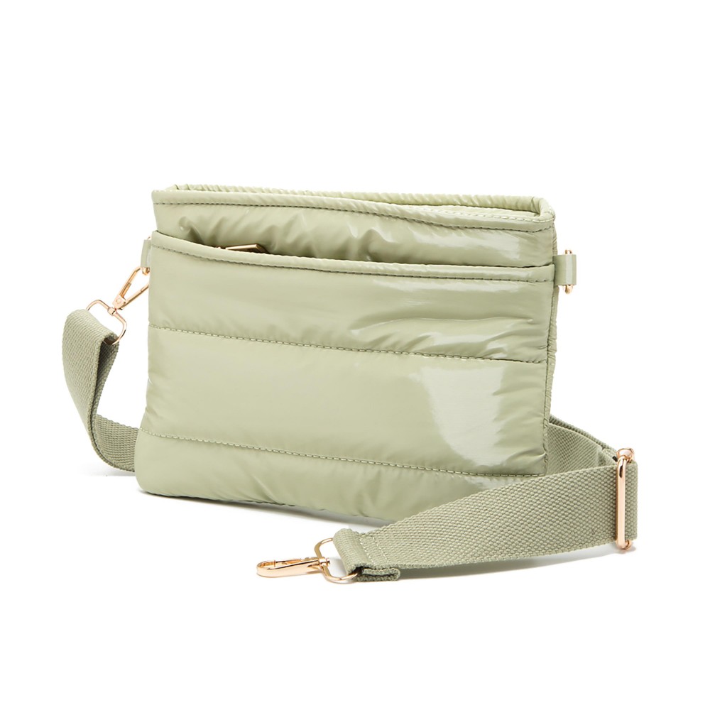 Square Puffer Cross Body Bag - Full Zipper Closure - Lined Body Pockets - Front Zipper Pocket - One Internal Zipper Pocket - Removable/ Adjustable Strap - Drop Approximately 13-26" L - Body 9" W X 7" T X 1.5" D view 2