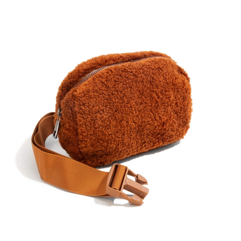 Sherp Crossbody Belt Bag - Full Zipper Closure - Lined Zipper Pocket On Back Of Bag - One Main Body Pocket With Three Open Mesh Pockets - Matching Canvas Strap And Buckle (1.5" W) - Adjustable Strap Approximately 20"-35" L - Approximately 8.5"L X 5"T X 2.5"W view 4