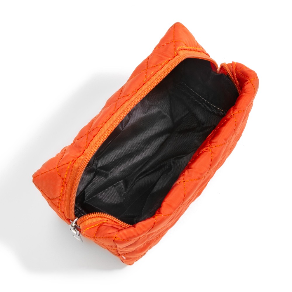 Quilted Stitched Makeup Pouch - Full Zipper Closure - Lined Body - Approximately 6" W X 4" T X 2" D view 6