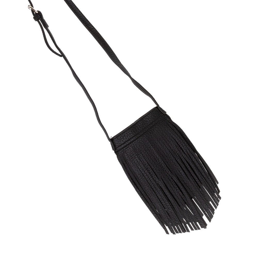 Crossbody Faux Leather Tassel Bag - Magnetic Closure - Adjustable Leather Strap - Approximately 4"W X 7.5" T X 0.5" D - Strap Drop 19-21" L view 2