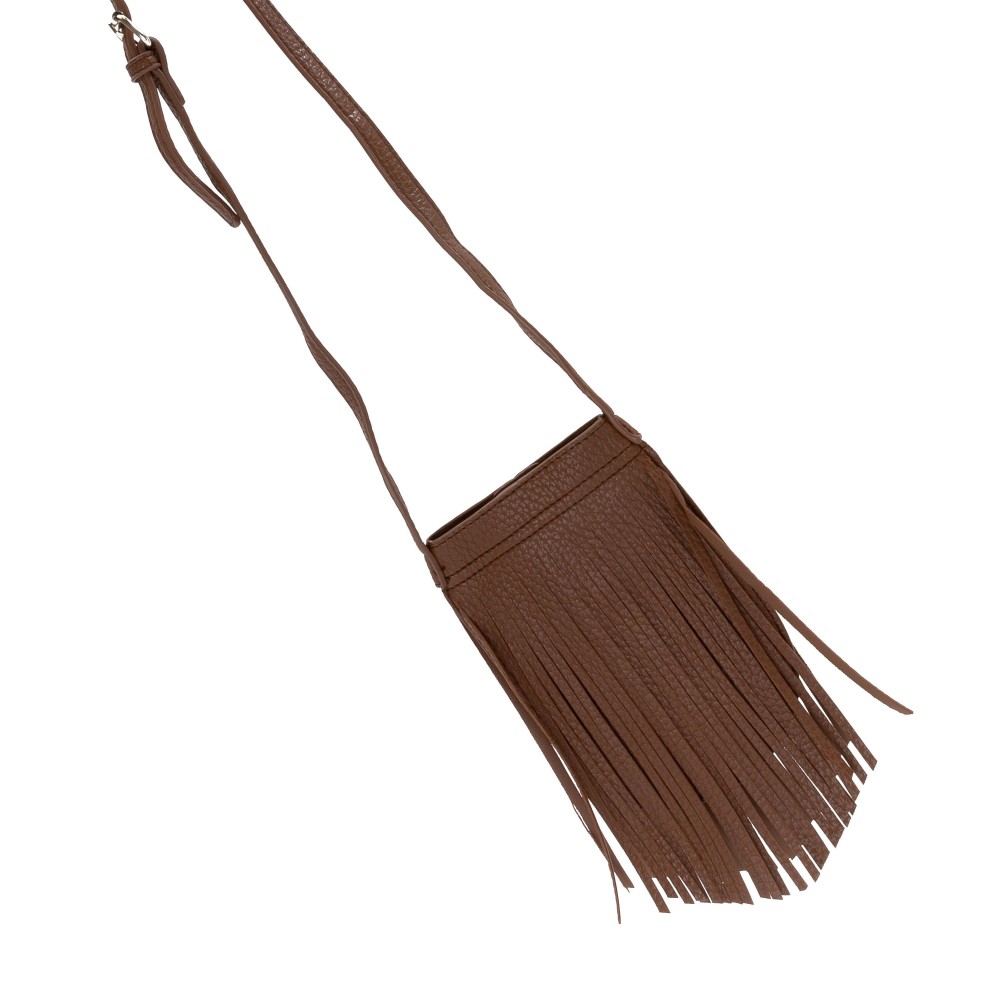 Crossbody Faux Leather Tassel Bag - Magnetic Closure - Adjustable Leather Strap - Approximately 4"W X 7.5" T X 0.5" D - Strap Drop 19-21" L view 2