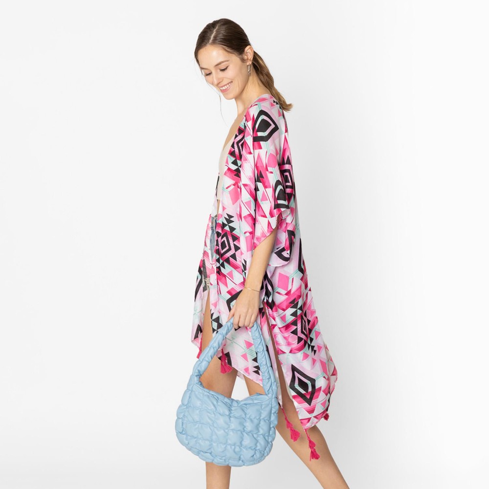 Do Everything In Love Quilted Vegan Leather Puffer Shoulder Tote Bag - Full Zip Closure - One Inner Zip Pocket - Approximate 9"L x 8"H x 4.25"D view 4