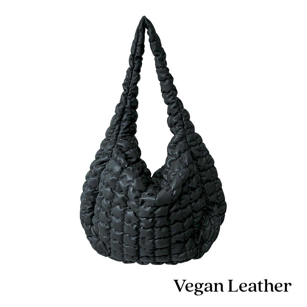 Do Everything In Love Oversized Quilted Vegan Leather Puffer Shoulder Tote Bag - Full Zip Closure - Two Outer Zip Side Pockets - One Inner Zip Pocket - Two Open Pockets - Approximate 18"L x 12"H x 8"D view 2