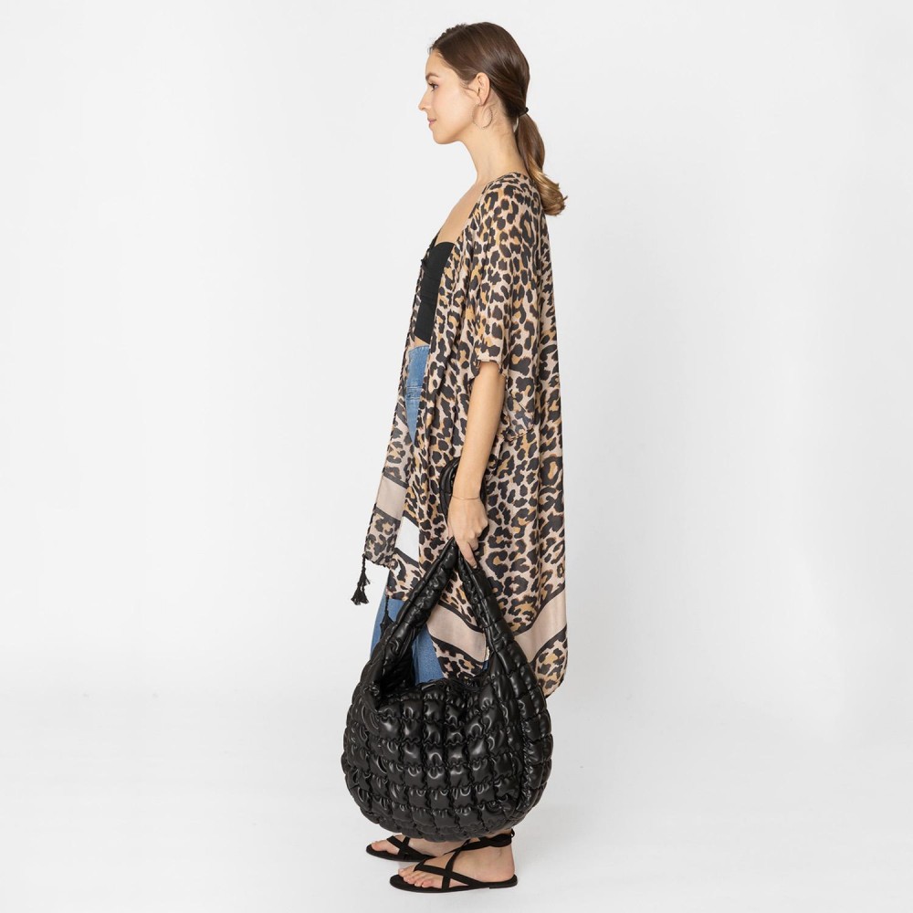 Do Everything In Love Oversized Quilted Vegan Leather Puffer Shoulder Tote Bag - Full Zip Closure - Two Outer Zip Side Pockets - One Inner Zip Pocket - Two Open Pockets - Approximate 18"L x 12"H x 8"D view 6
