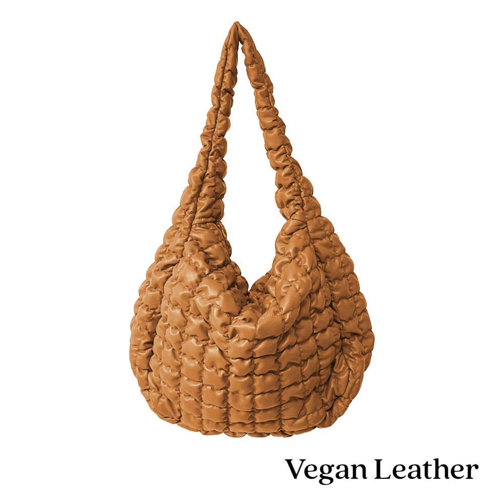 Do Everything In Love Oversized Quilted Vegan Leather Puffer Shoulder Tote Bag - Full Zip Closure - Two Outer Zip Side Pockets - One Inner Zip Pocket - Two Open Pockets - Approximate 18"L x 12"H x 8"D view 6