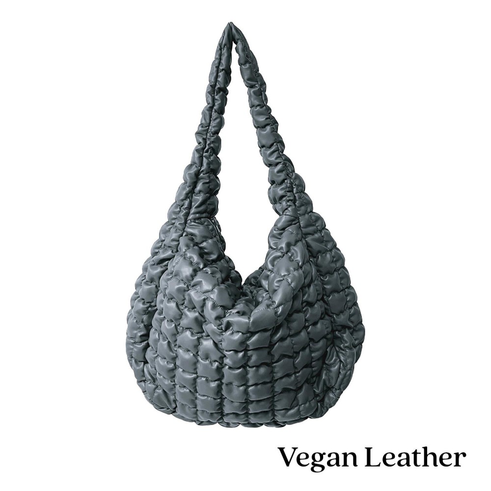 Do Everything In Love Oversized Quilted Vegan Leather Puffer Shoulder Tote Bag - Full Zip Closure - Two Outer Zip Side Pockets - One Inner Zip Pocket - Two Open Pockets - Approximate 18"L x 12"H x 8"D view 2