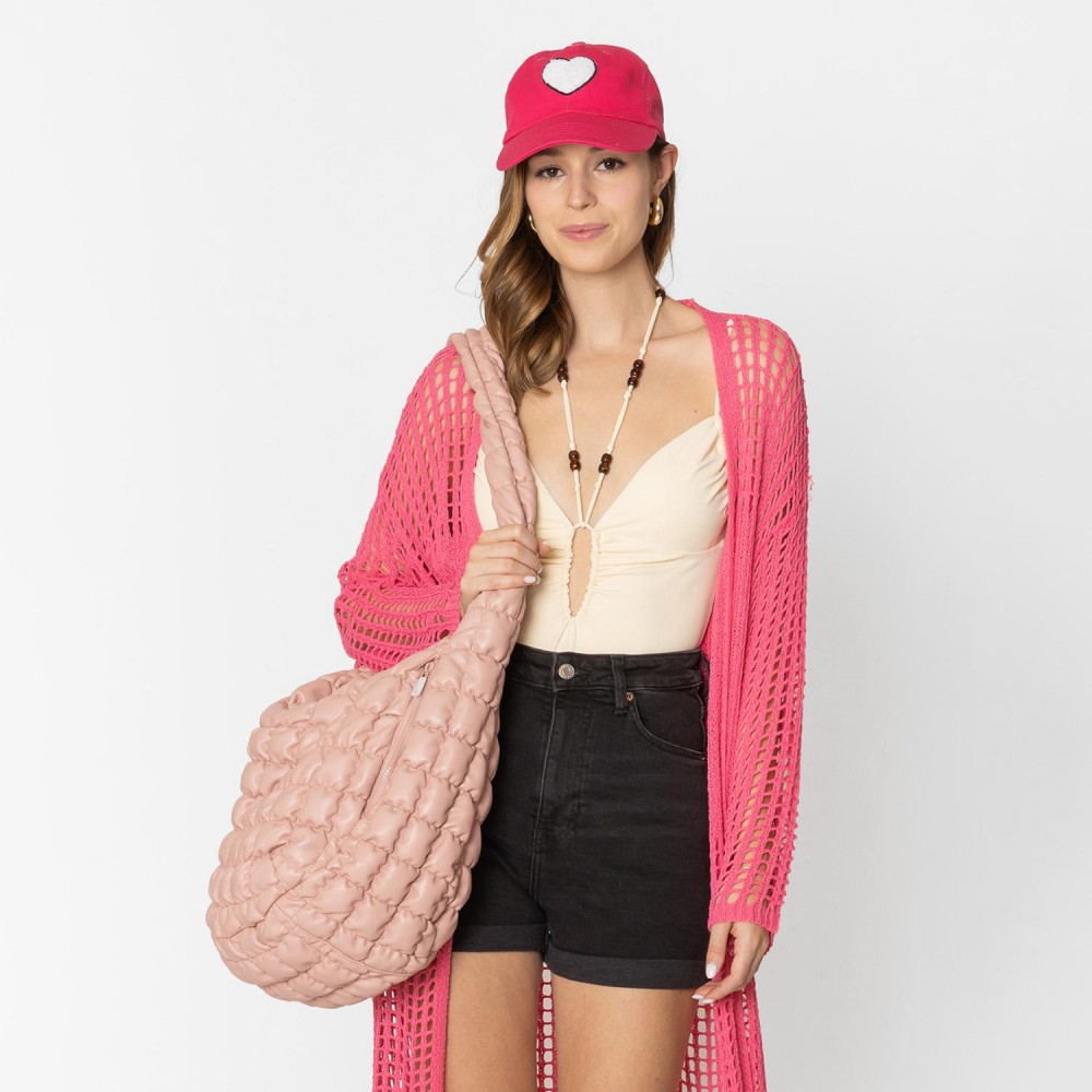 Do Everything In Love Oversized Quilted Vegan Leather Puffer Shoulder Tote Bag - Full Zip Closure - Two Outer Zip Side Pockets - One Inner Zip Pocket - Two Open Pockets - Approximate 18"L x 12"H x 8"D view 6