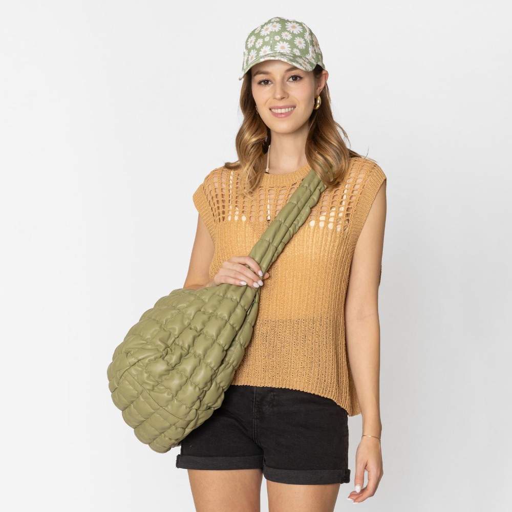 Do Everything In Love Oversized Quilted Vegan Leather Puffer Shoulder Tote Bag - Full Zip Closure - Two Outer Zip Side Pockets - One Inner Zip Pocket - Two Open Pockets - Approximate 18"L x 12"H x 8"D view 4