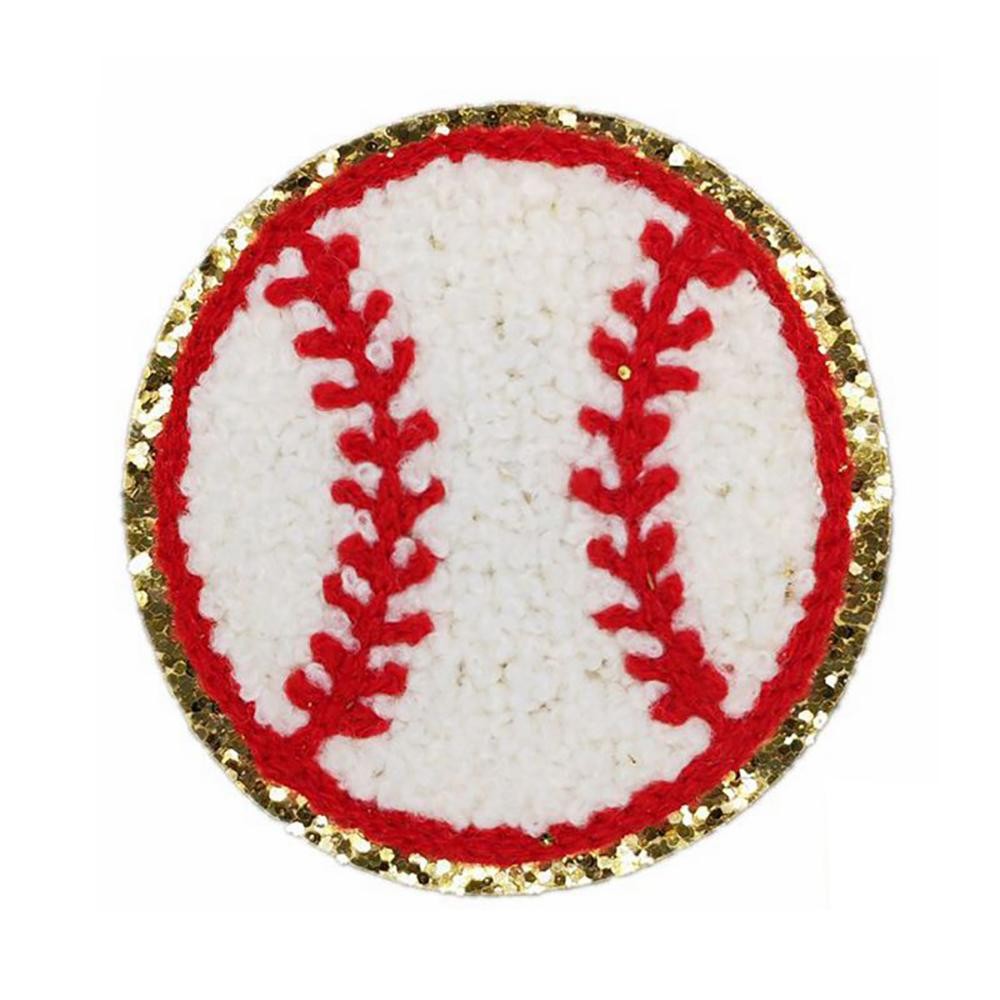 Chenille Sports Patch With Glitter Edge - Approximately 2.25"L - Iron-On / Sew-On Application view 2