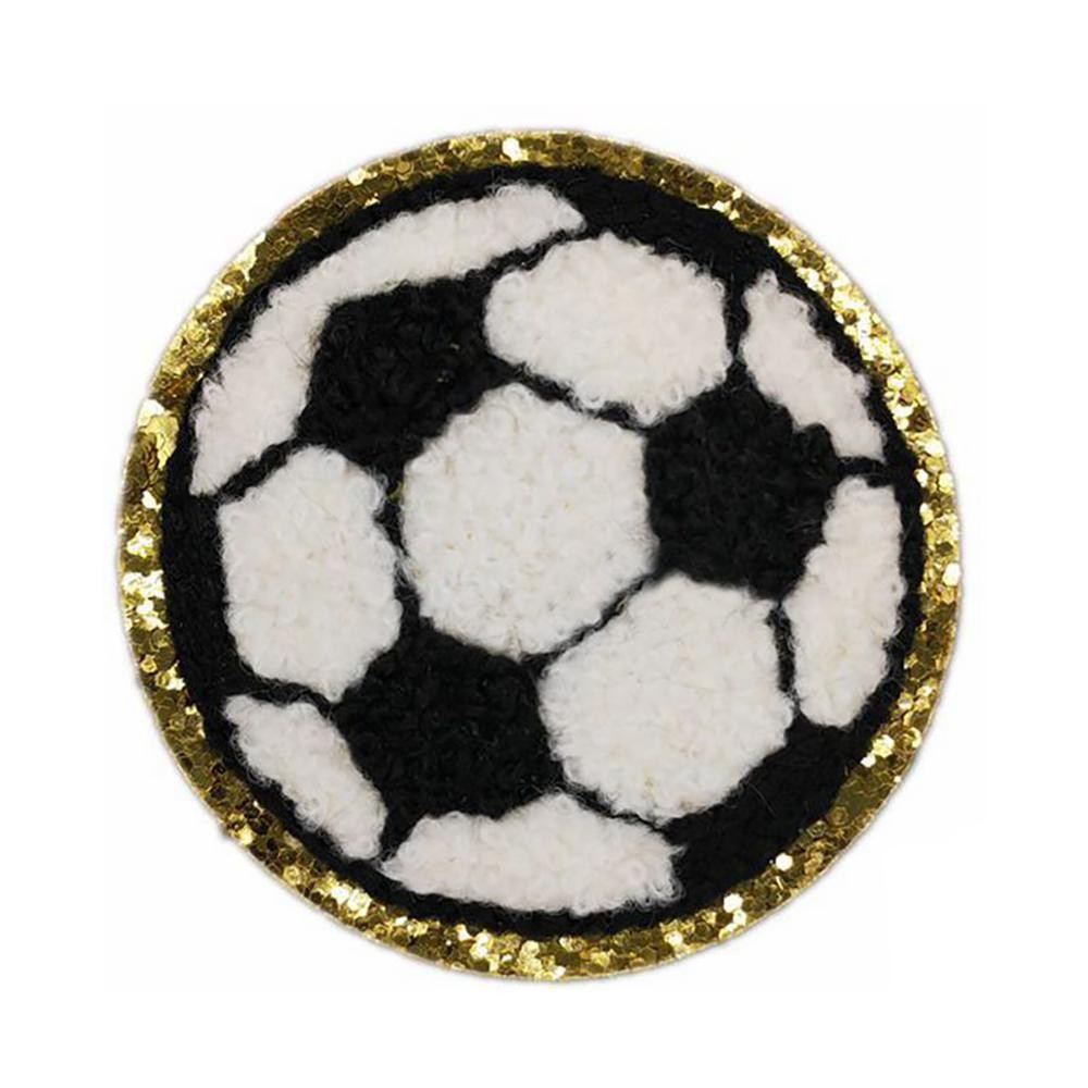 Chenille Sports Patch With Glitter Edge - Approximately 2.25"L - Iron-On / Sew-On Application view 2