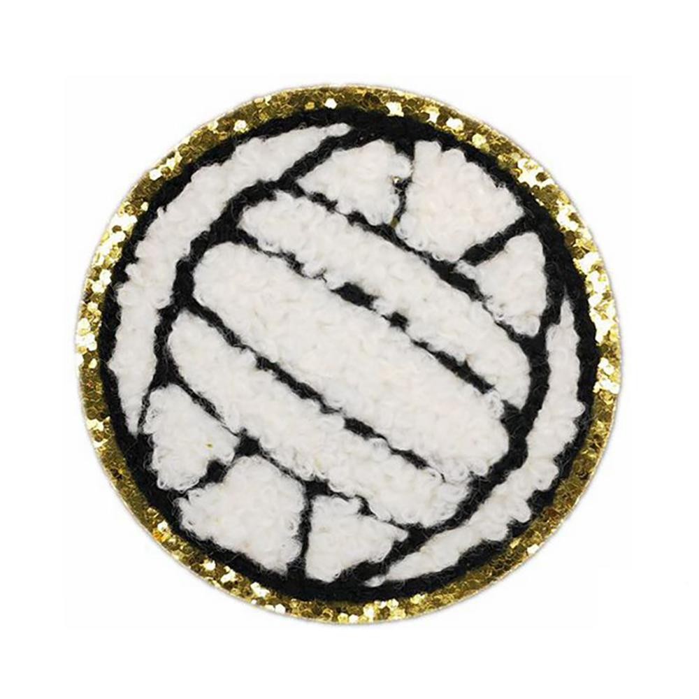 Chenille Sports Patch With Glitter Edge - Approximately 2.25"L - Iron-On / Sew-On Application view 2