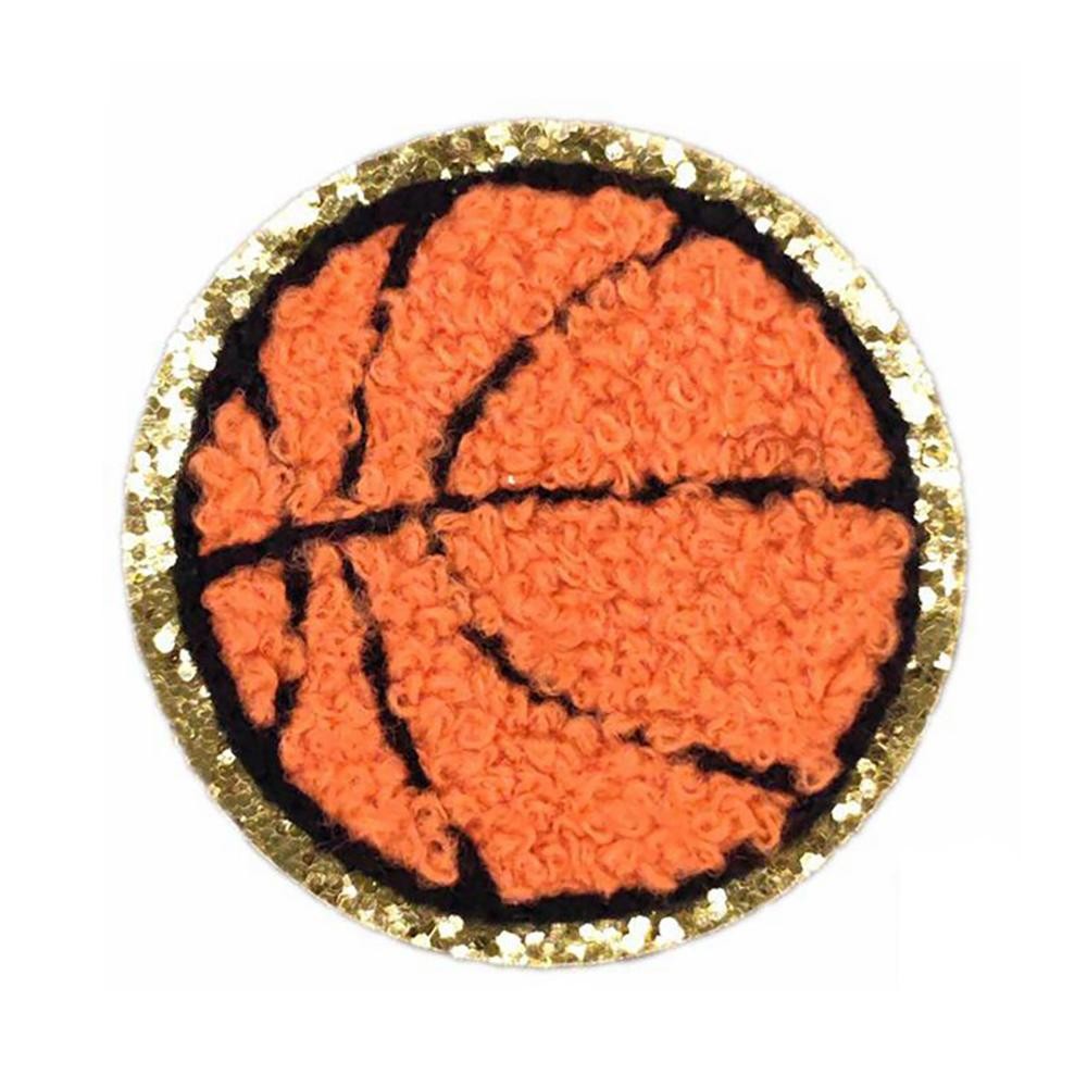 Chenille Sports Patch With Glitter Edge - Approximately 2.25"L - Iron-On / Sew-On Application view 2